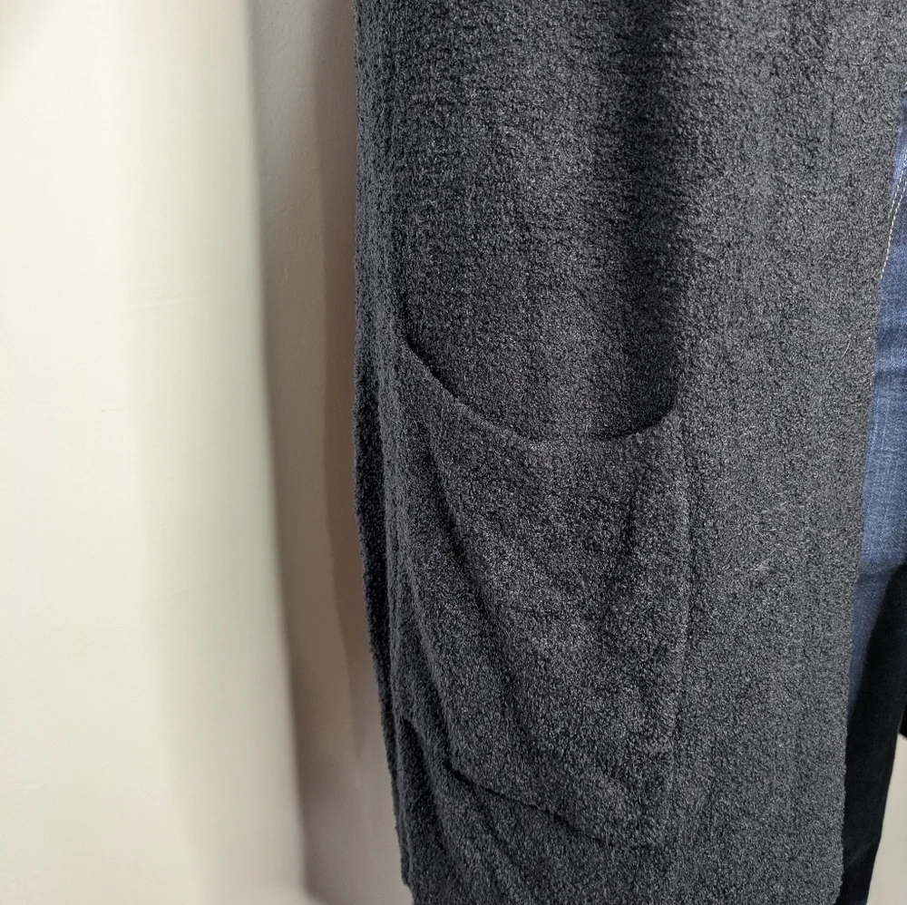 Barefoot Dreams Cozy Chic Lite Black Hoodie Cardigan Sweater Robe M - Picture 4 of 9